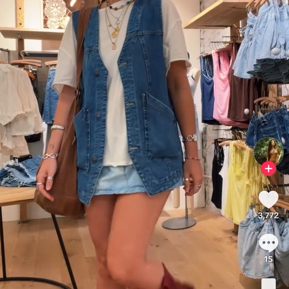 Free People Blue Denim Vest